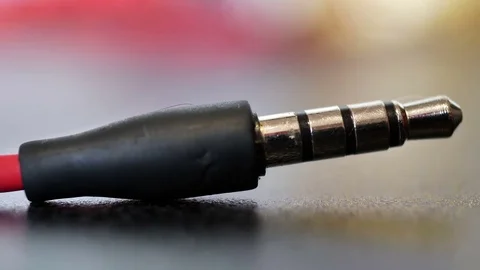 Headphone jack macro focus pull Video stock 84425794