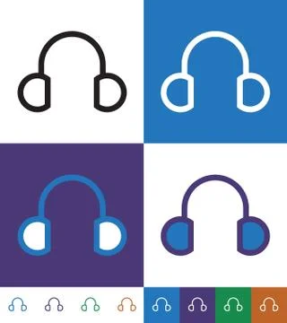 Headphone Line Icon 스톡 일러스트