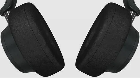 Headphone Model Close Front View ( 3D illustration, 3D rendering ) Stock Illustration