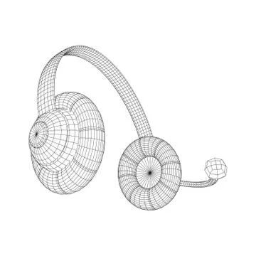 Headphone or headset for support wireframe Illustrazione stock
