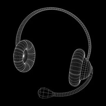 Headphone or headset for support wireframe Stock Illustration