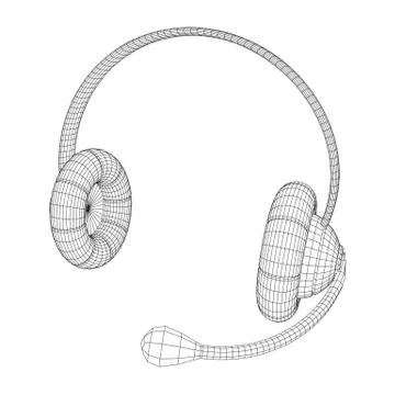 Headphone or headset for support wireframe Stock Illustration