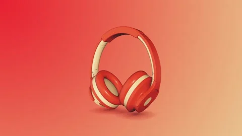 Headphone orange Video stock 135417582