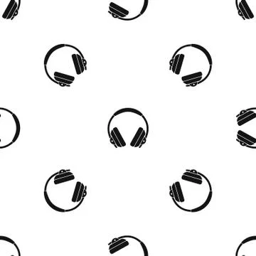 Headphone pattern seamless black 库存插图