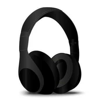 Headphone in realistic style in vector, black Headphones in eps Stock Illustration