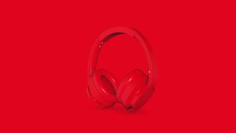 Headphone red Stock Footage 135418026