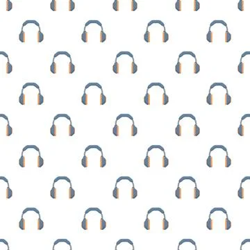 Headphone seamless pattern for music backgrounds and technology Illustrazione stock
