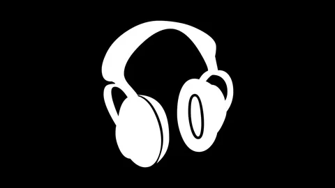 Headphone shape icon sign animated white color in black background Stock Footage 264644320
