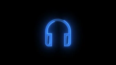 Headphone shape stroke icon glowing neon blue color animation Stock Footage 279301335