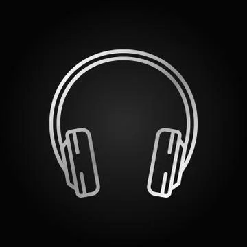 Headphone silver outline icon. Vector headphones symbol Illustrazione stock