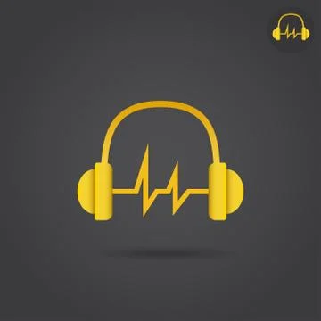 Headphone with sound wave Stock Illustration