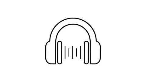 Headphone with sound waves animated icon on white background, music playing.. Stock Footage 345547716