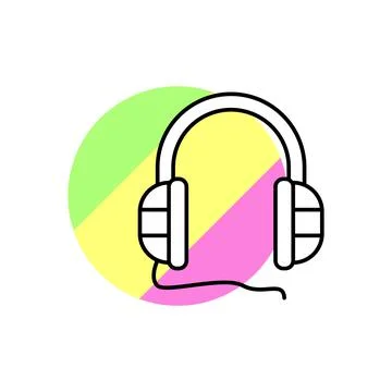 Headphone technology icon. Simple line, outline vector in color circle of retro Stock Illustration