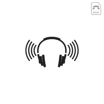 Headphone wireless logo design or icon vector isolated Stock Illustration