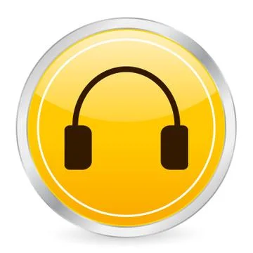 Headphone yellow circle icon Stock Illustration