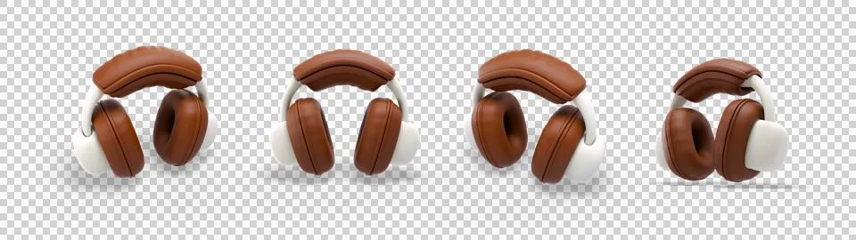 Headphones 3d icon from different angles Stock Illustration