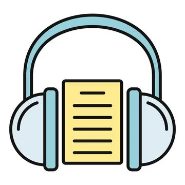 Headphones and document representing audiobook learning concept Illustration