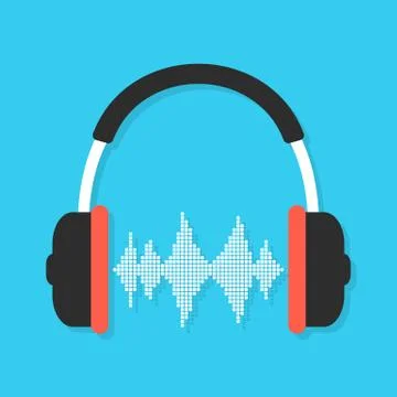 Headphones and equalizer with shadow Stock Illustration