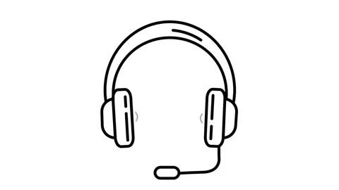 Headphones animated icon displaying operator headset with mic Vídeo Stock 341961483