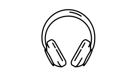 Headphones animated icon displaying wireless music headset outline Vídeo Stock 341961486