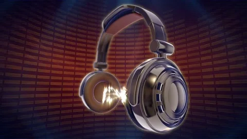 Headphones animation with graphic Equalizer in the Background Video stock 80635741