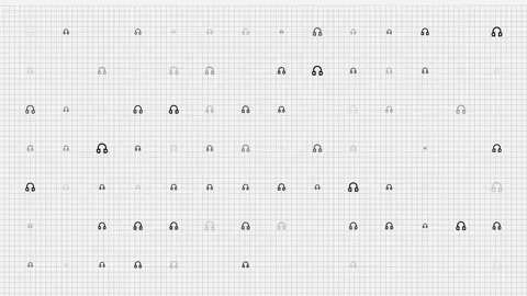 Headphones animation loop. Seamless pattern background. small headphones slowly Stock Footage 138847888