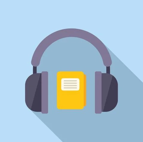 Headphones audio study icon flat vector. Online university 스톡 일러스트