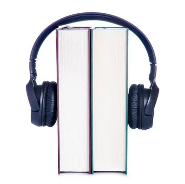 Headphones with book Stock Photos