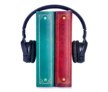 Headphones with book Stock Photos