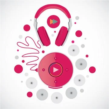 Headphones with cd player Stock Illustration
