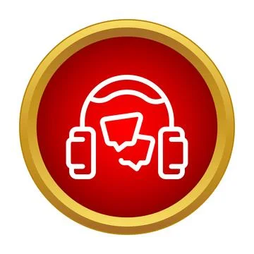 Headphones with chat bubbles for language translation icon Иллюстрация