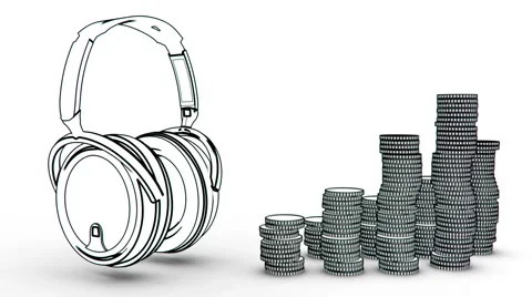 Headphones with coins Stock Footage 2782002