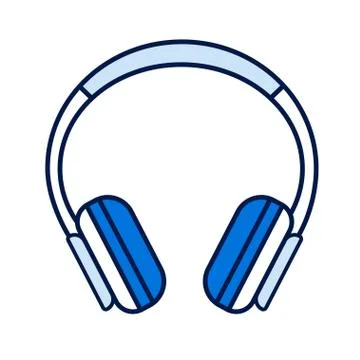 Headphones color line icon. Hardware device. Can be plugged into a computer,  Illustrazione stock