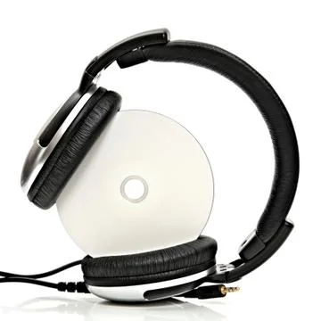 Headphones with compact disc Stock Photos