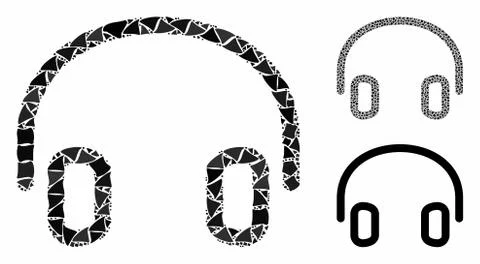 Headphones Composition Icon of Bumpy Pieces Stock Illustration