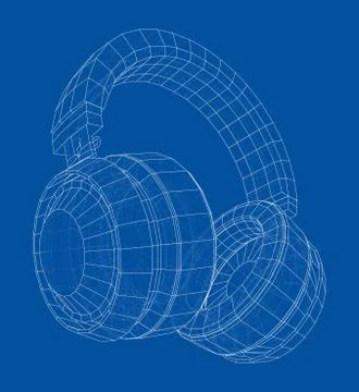 Headphones concept outline. Vector Stock Illustration