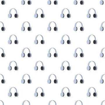 Headphones creating seamless audio pattern on white background 스톡 일러스트
