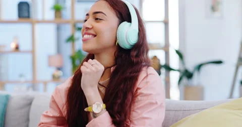 Headphones, dancing and young woman on Stock Video Pond5