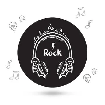 Headphones doodle Stock Illustration