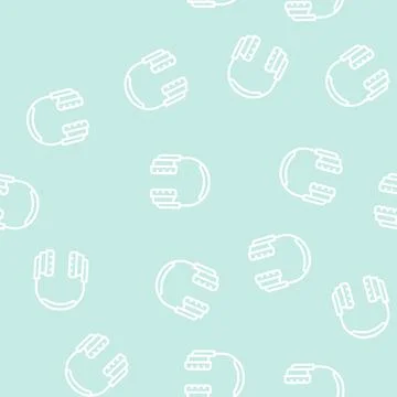 Headphones electronic line vector seamless pattern Stock Illustration