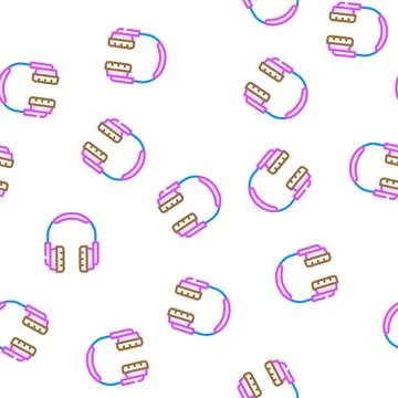 Headphones electronic vector seamless pattern Stock Illustration