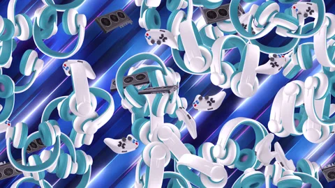 Headphones electronics music loop tile Swirl Background. This is a loopable and Stock Footage 304447267