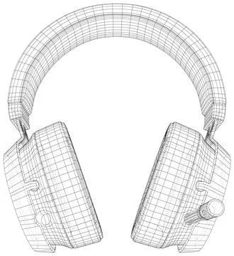 Headphones. EPS10 format. Wire-frame Vector created of 3d Illustrazione stock