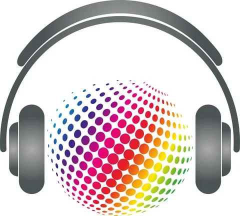 Headphones, equalizer, technology, music, logo Stock Illustration