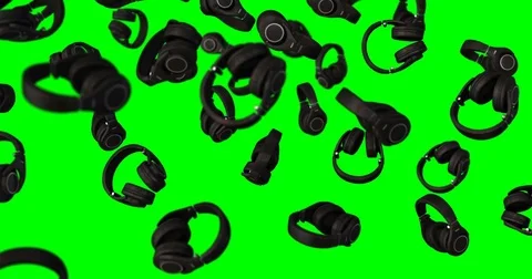 Headphones falling green screen Stock Footage 82545574