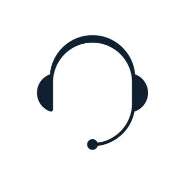 Headphones flat icon with microphone Stock Illustration