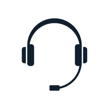 Headphones flat icon with microphone Stock Illustration