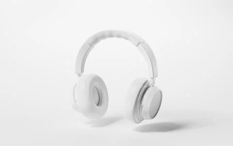Headphones gaming headset, 3d rendering. Listening audio electronic device. Stock Illustration