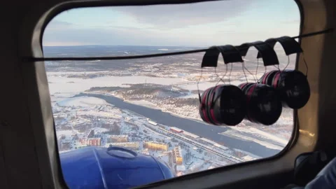 Headphones in a helicopter. 스톡 동영상 244481774