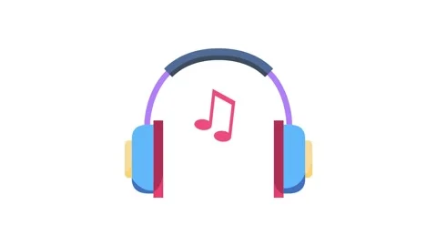 Headphones icon accompanied by musical notes, symbolizing audio enjoyment a.. Stock Footage 332323446